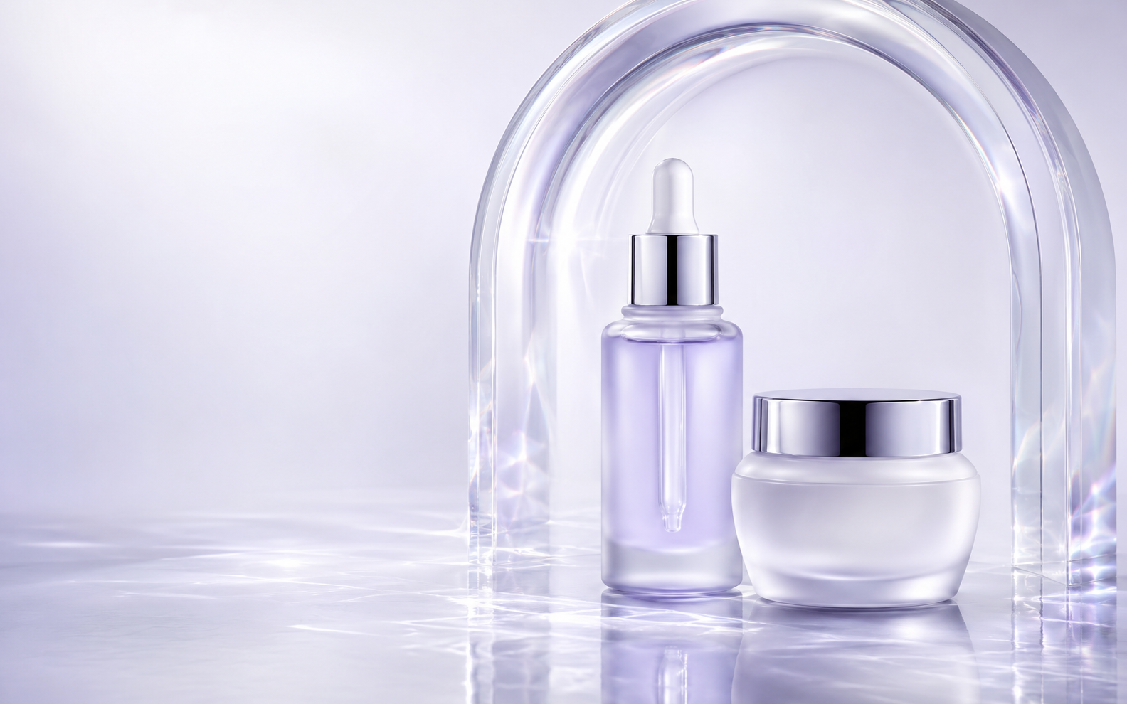 Luxury serum and cream in a luminous dermal studio
